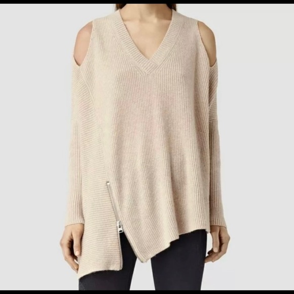 All Saints Sweaters - All Saints Able Open Shoulder Asymmetrical Sweater M